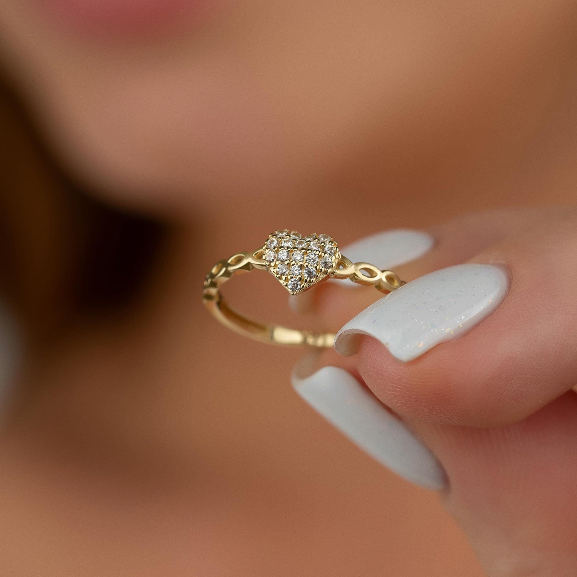 14k heart ring