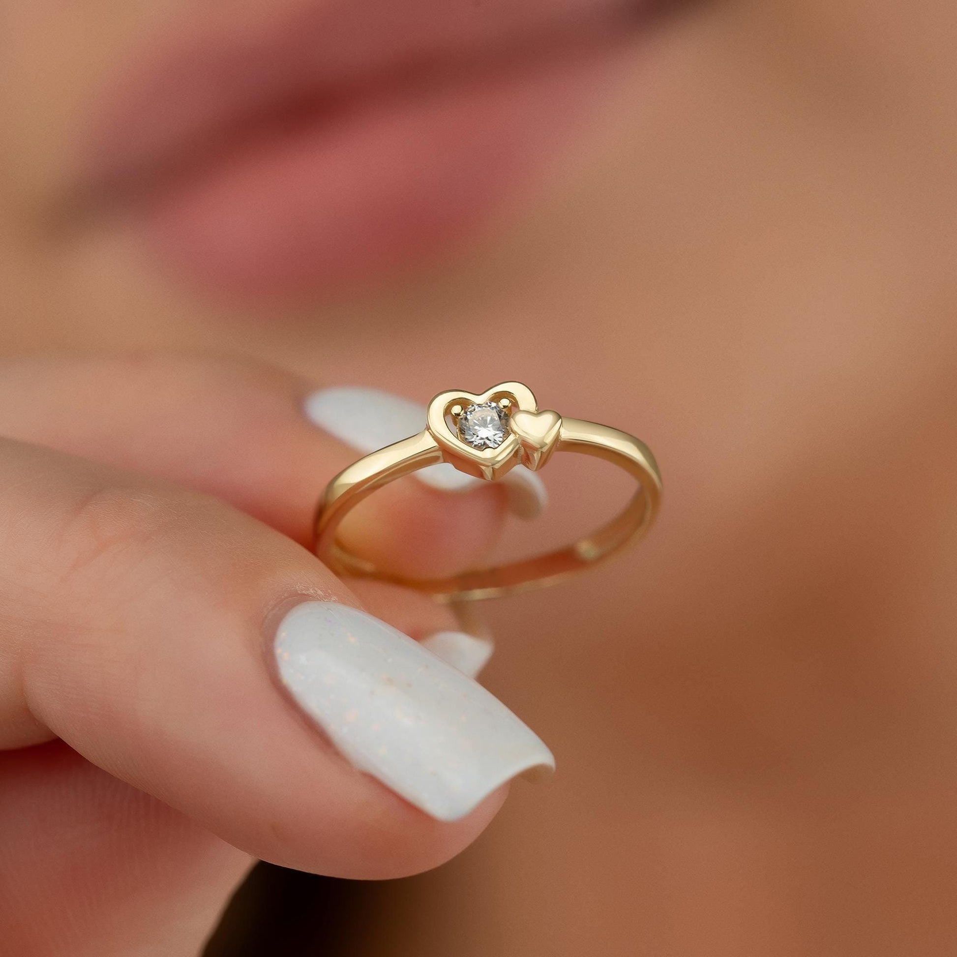 14k heart ring