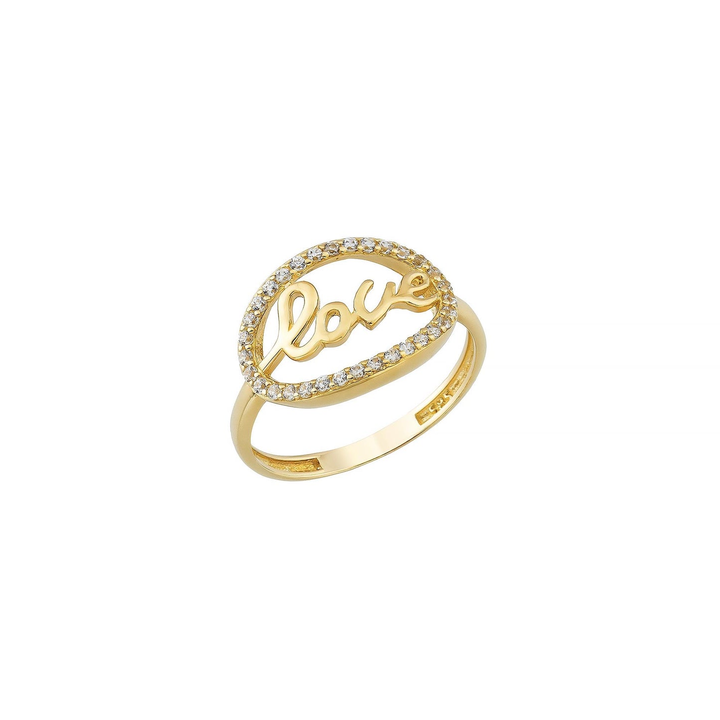 CZ love gold ring