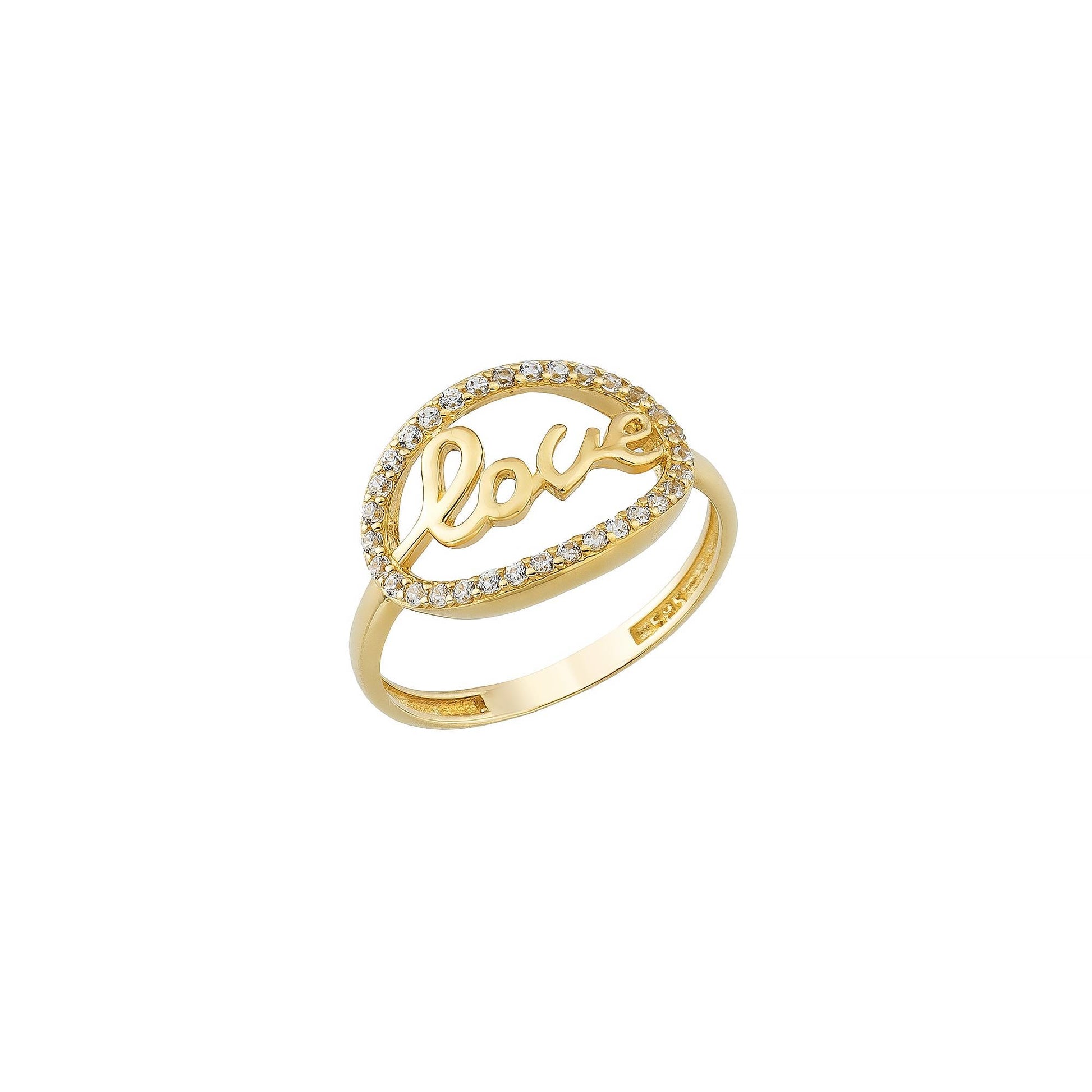 CZ love gold ring