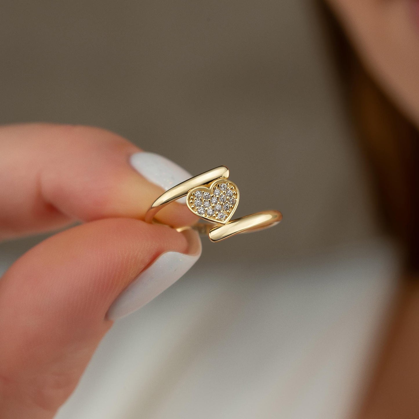 14k heart ring