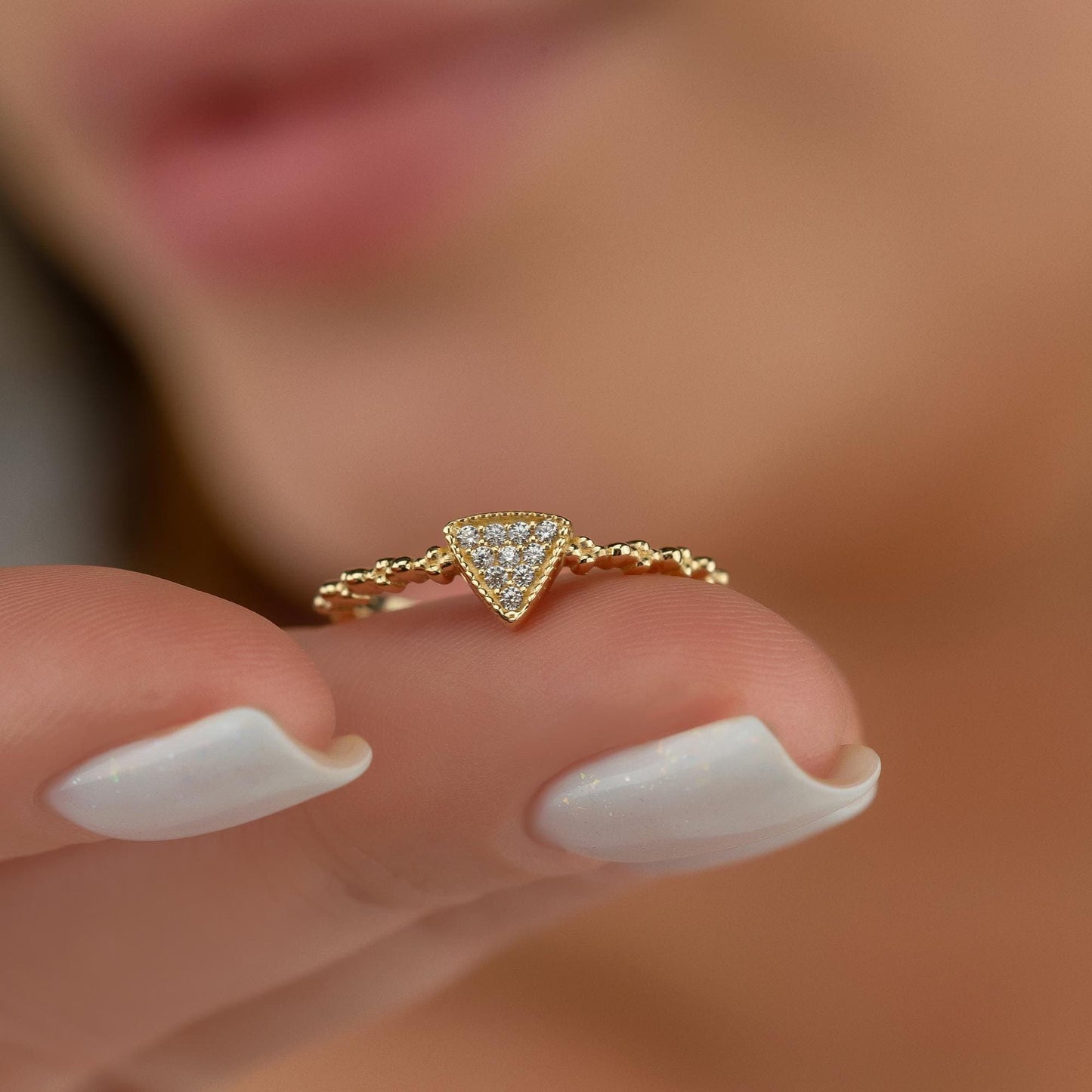 14k triangle ring