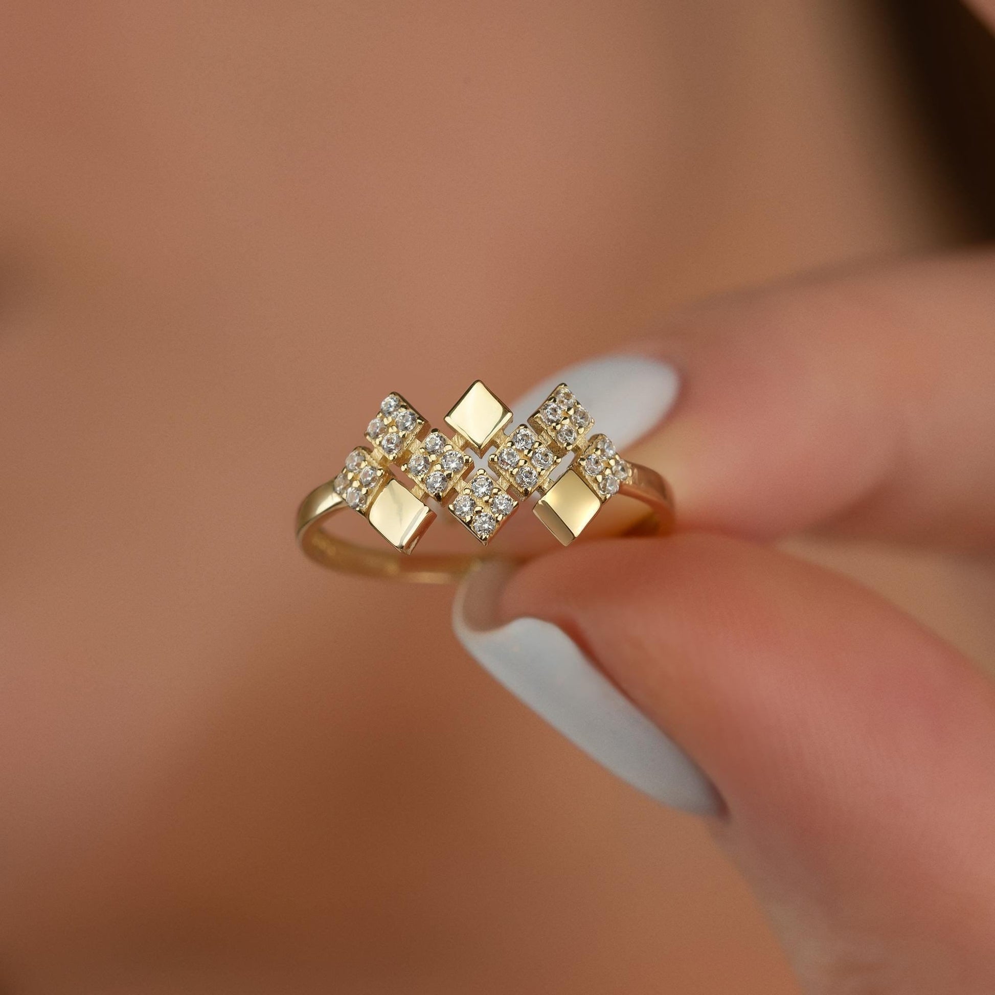 14k CZ cluster ring