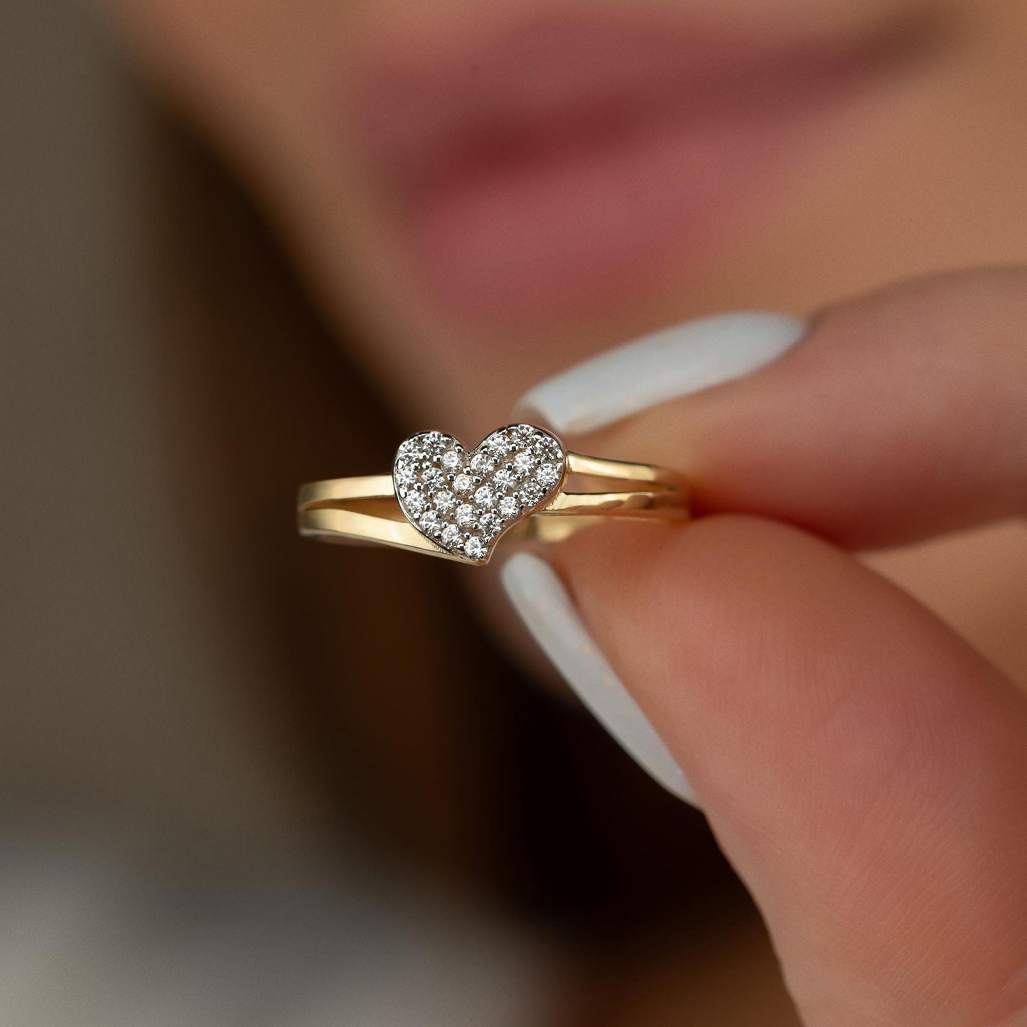 14k heart ring