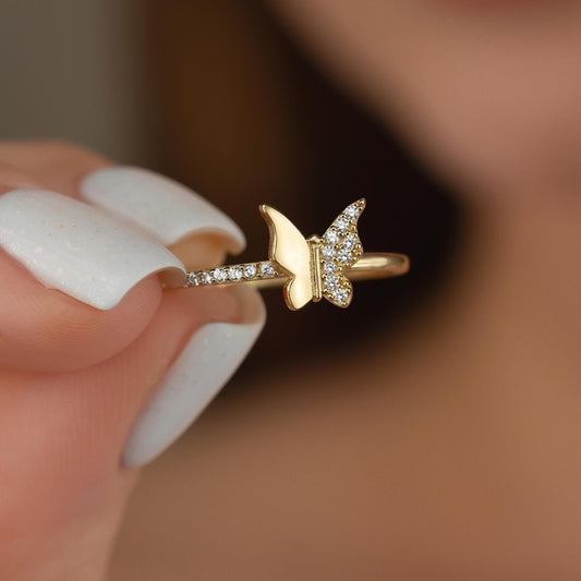 gold butterfly ring