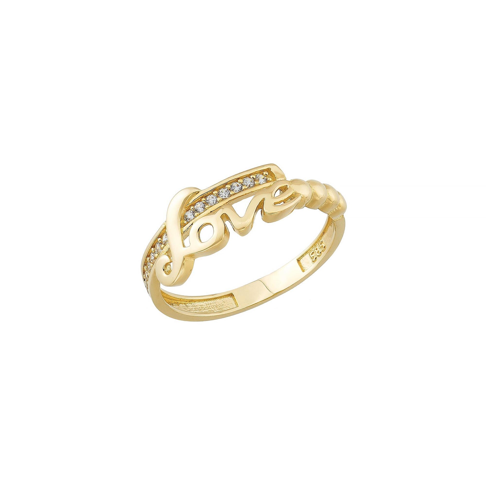 CZ love gold ring